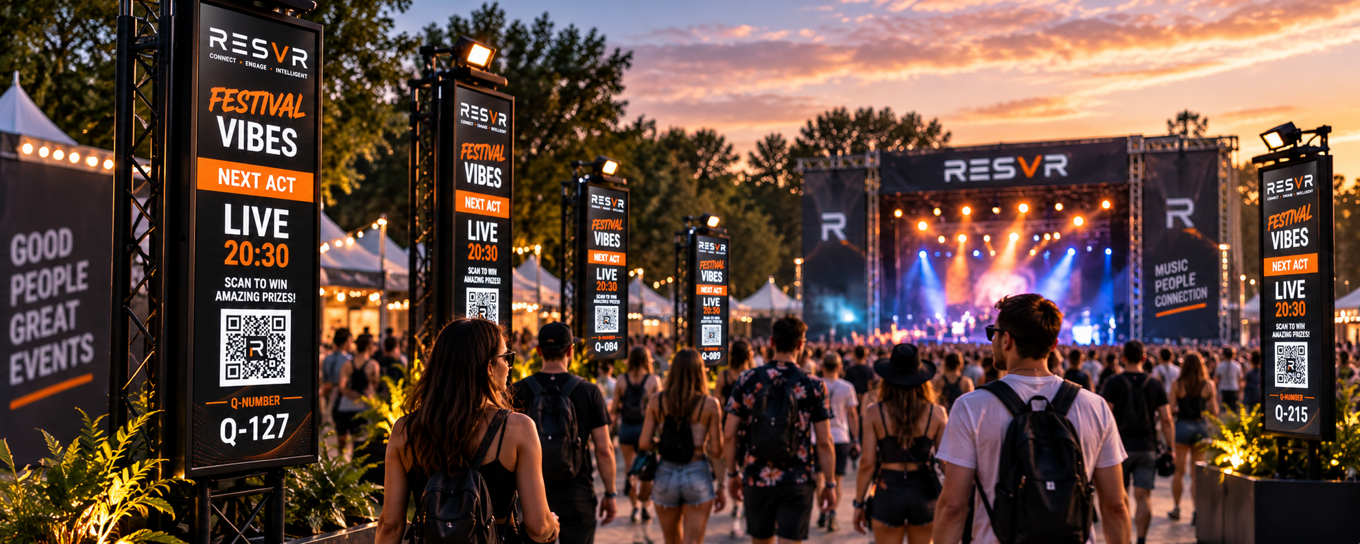 A RESVR digital kiosk in a live festival environment
